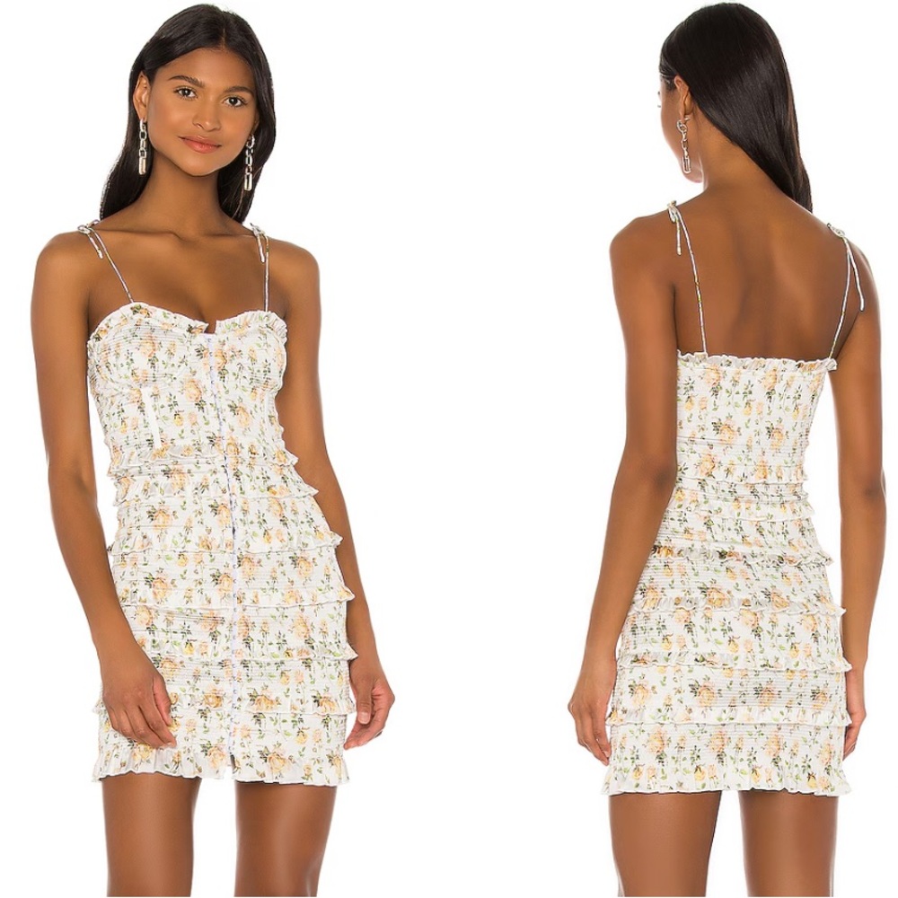 V. Chapman Floral Mini Dress in Cream and Yellow - Picture 2 of 12